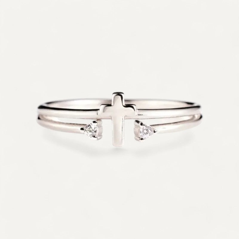 Silver Women's Cross Ring