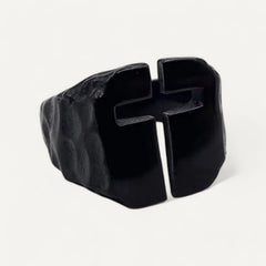 Black cross ring for men