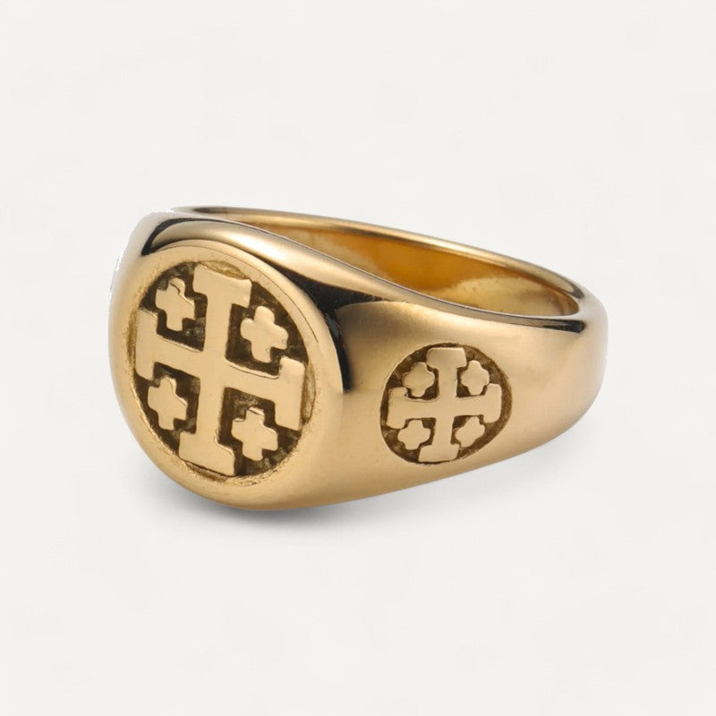 Golden Jerusalem Cross Ring