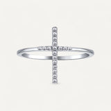 Silver crossing ring for women