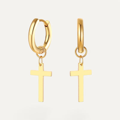 Cross Hoop Earrings