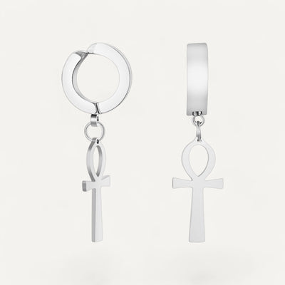 Ankh man cross earrings