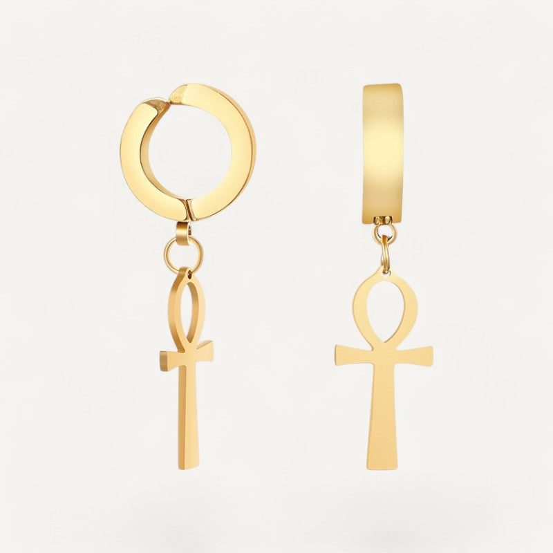 Boucles d'Oreilles Croix Ankh Homme