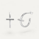 Boucles d'Oreilles Croix Créoles Plaqué Or