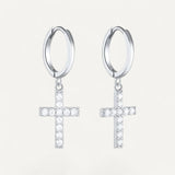 Boucles d'Oreilles Croix Diamantée