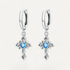 Blue Diamond Cross Earrings