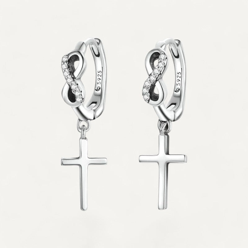 Boucles d'Oreilles Croix Infini