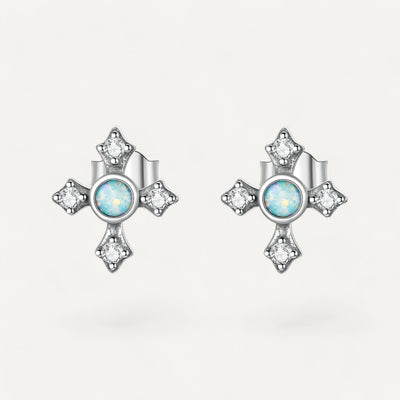 Boucles d'Oreilles Croix Opale