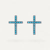 Blue Stone Cross Earrings