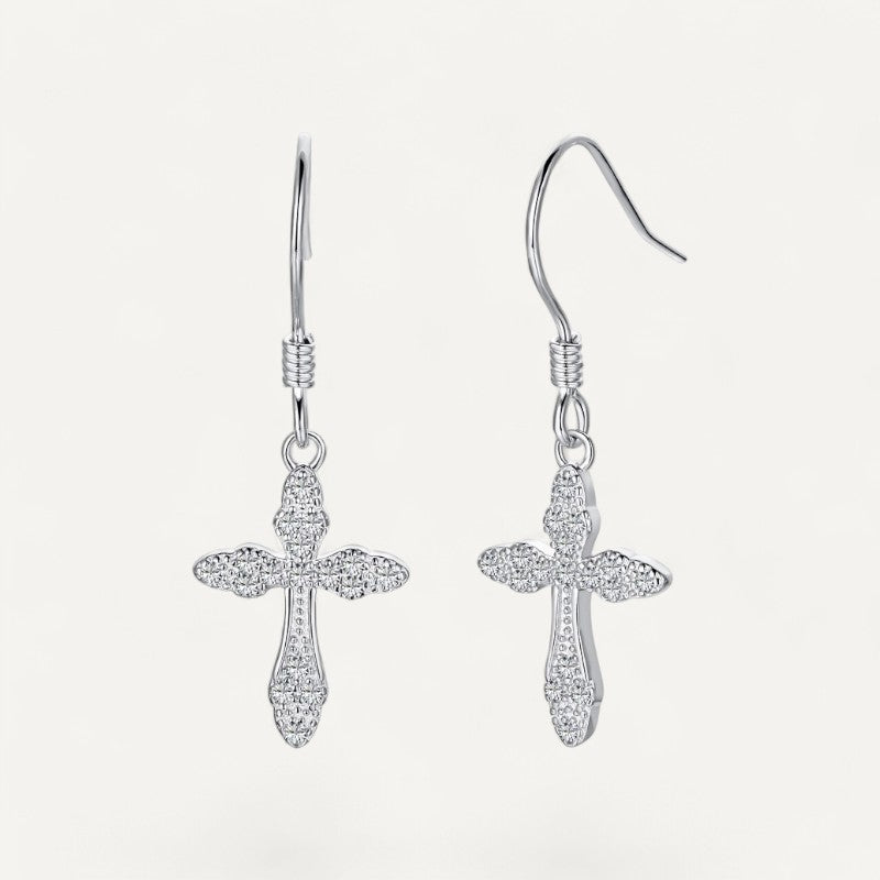 Scintillating cross earrings