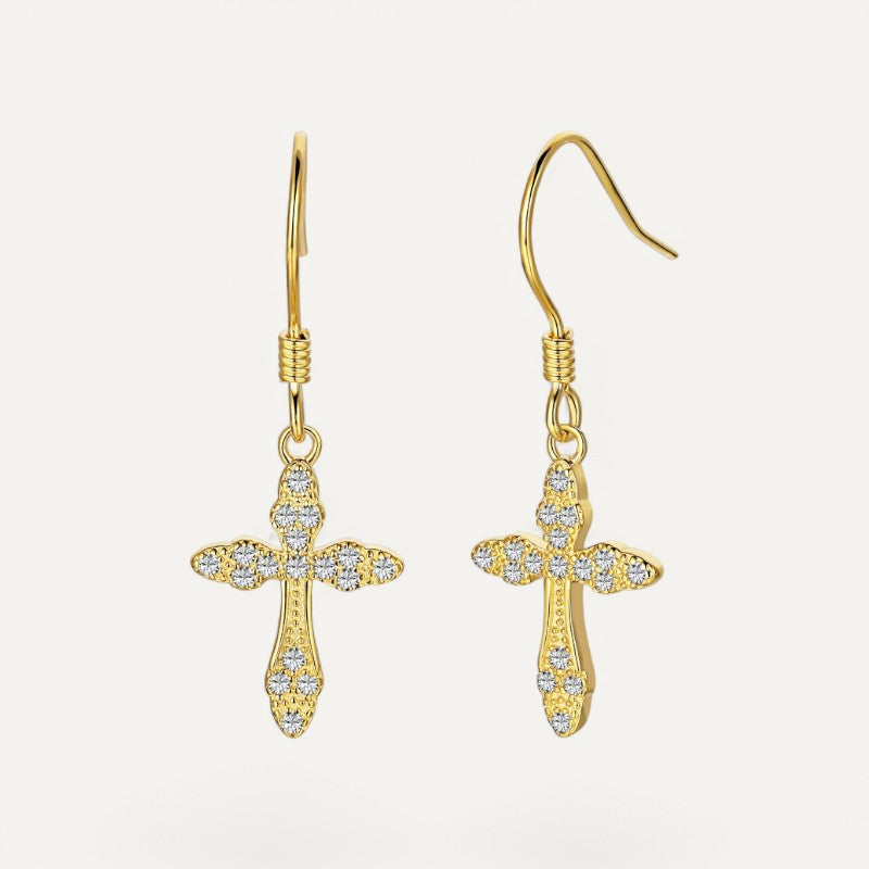 Boucles d'Oreilles Croix Scintillantes