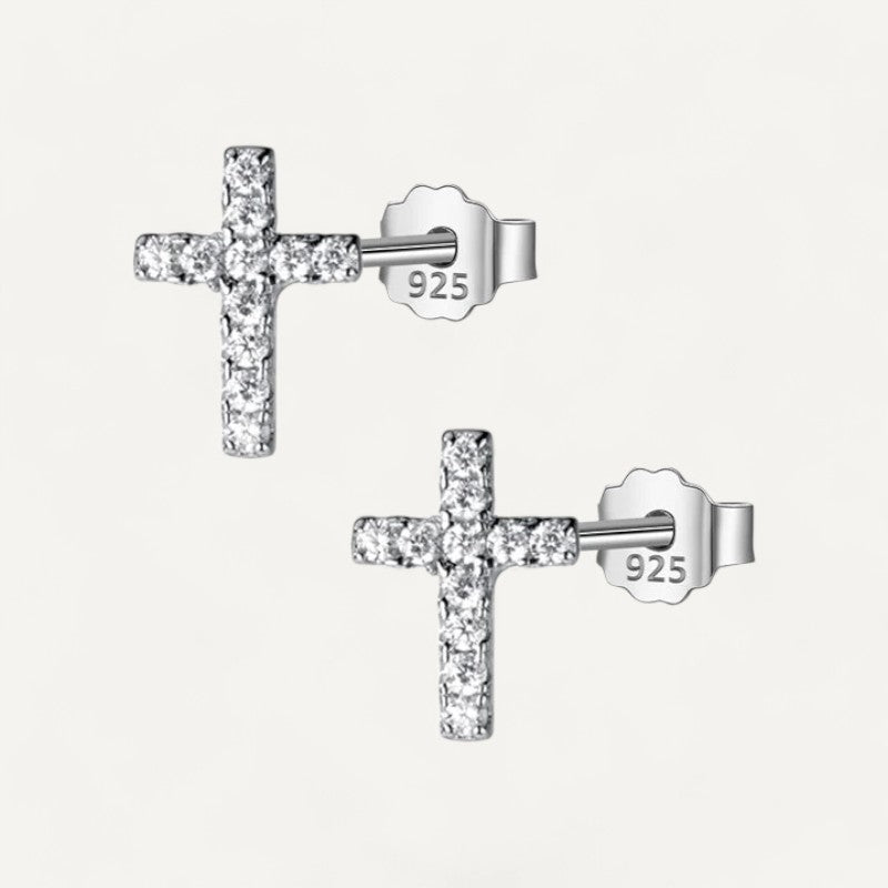 Rhinestone cross earrings