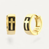 Men's earrings Cross silver