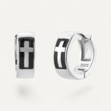 Men's earrings Cross silver