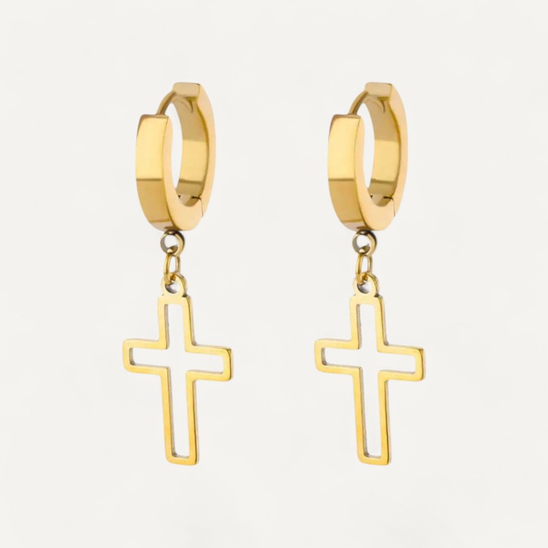 Boucles d'Oreilles Pendantes avec Croix