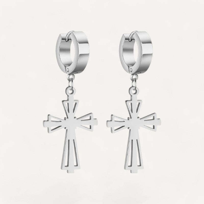 Boucles d'Oreilles avec Croix Suspendue