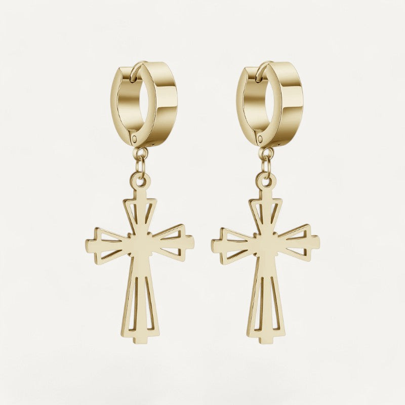 Boucles d'Oreilles avec Croix Suspendue