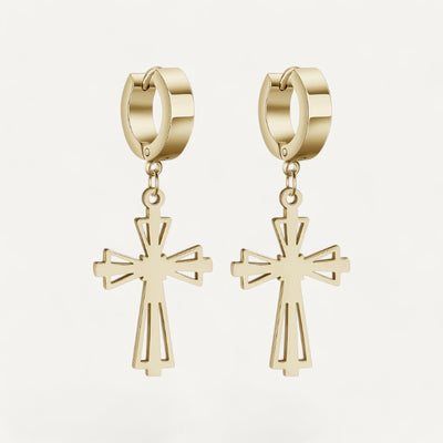 Boucles d'Oreilles avec Croix Suspendue