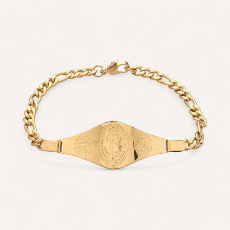 Chain Bracelet with Engraved Central Medallion