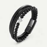 Armband Kreuz Schwarz Leder