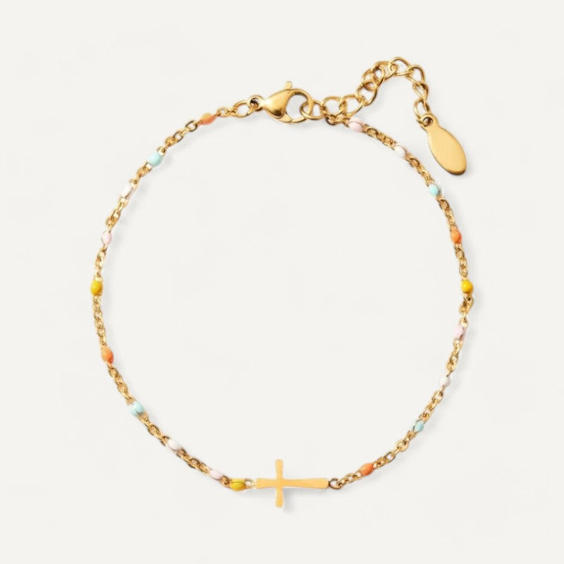 Bracelet Croix Perles Minimaliste