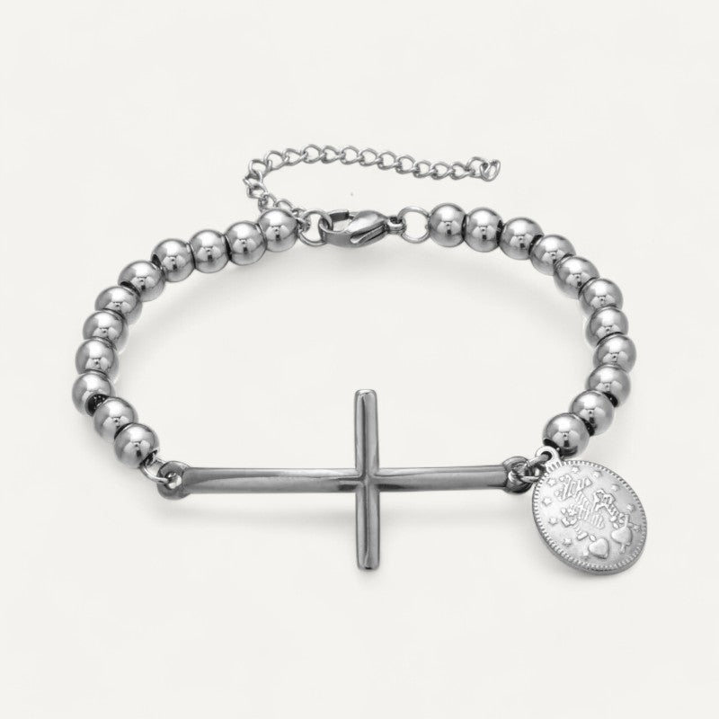 Armband mit Kreuz und Medaille der Jungfrau Maria