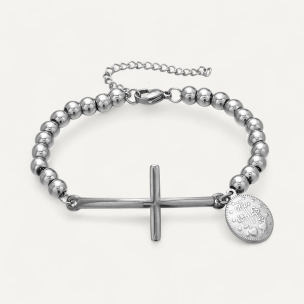 Dreamtimes Bracelet Vierge Marie Chapelet Perles Croix