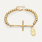 Armband mit Kreuz und Medaille der Jungfrau Maria