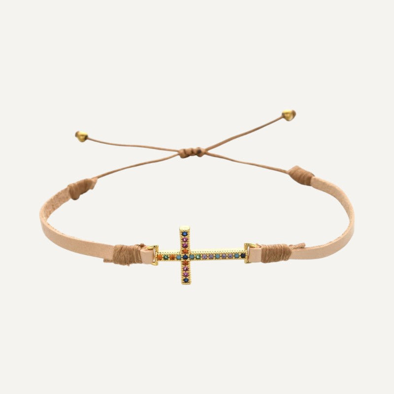 Armband mit Kreuzanhänger, verziert mit Kristallen