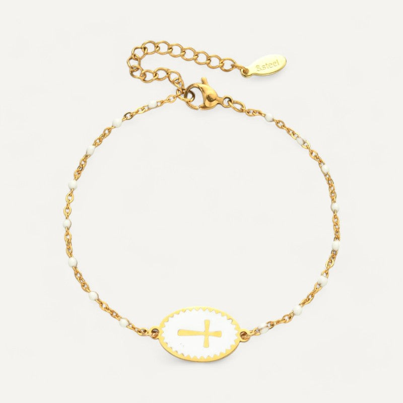 Email-Armband mit Kreuz-Anhänger