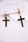 Boucles d'Oreilles Croix Cristallines