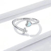Cross Ring with Blue Heart