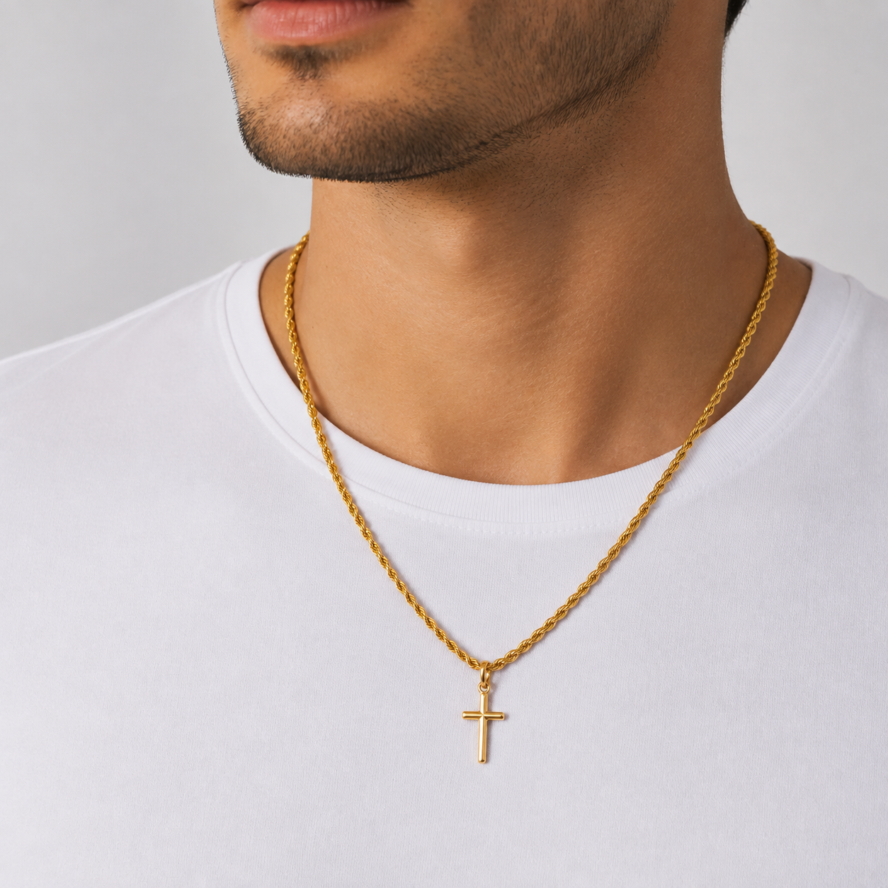 Collier Croix Chaîne Torsadée