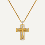Collier Croix Dorée Cristaux