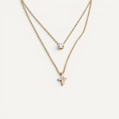 Collier Croix Double Éclat