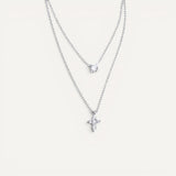 Collier Croix Double Éclat