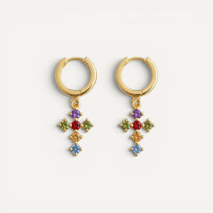 Boucles d'Oreilles Croix Colorées