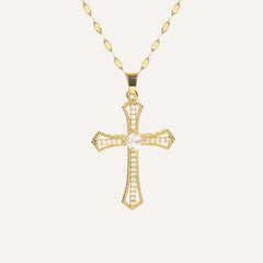 Christlicher Anhänger mit mit Zirkonium besetztem Kreuz