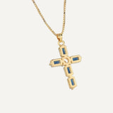Wide blue cross necklace