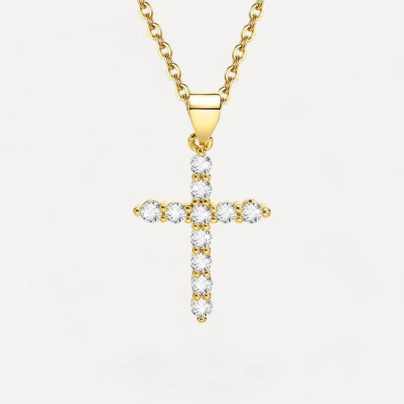 Simple crystal cross necklace