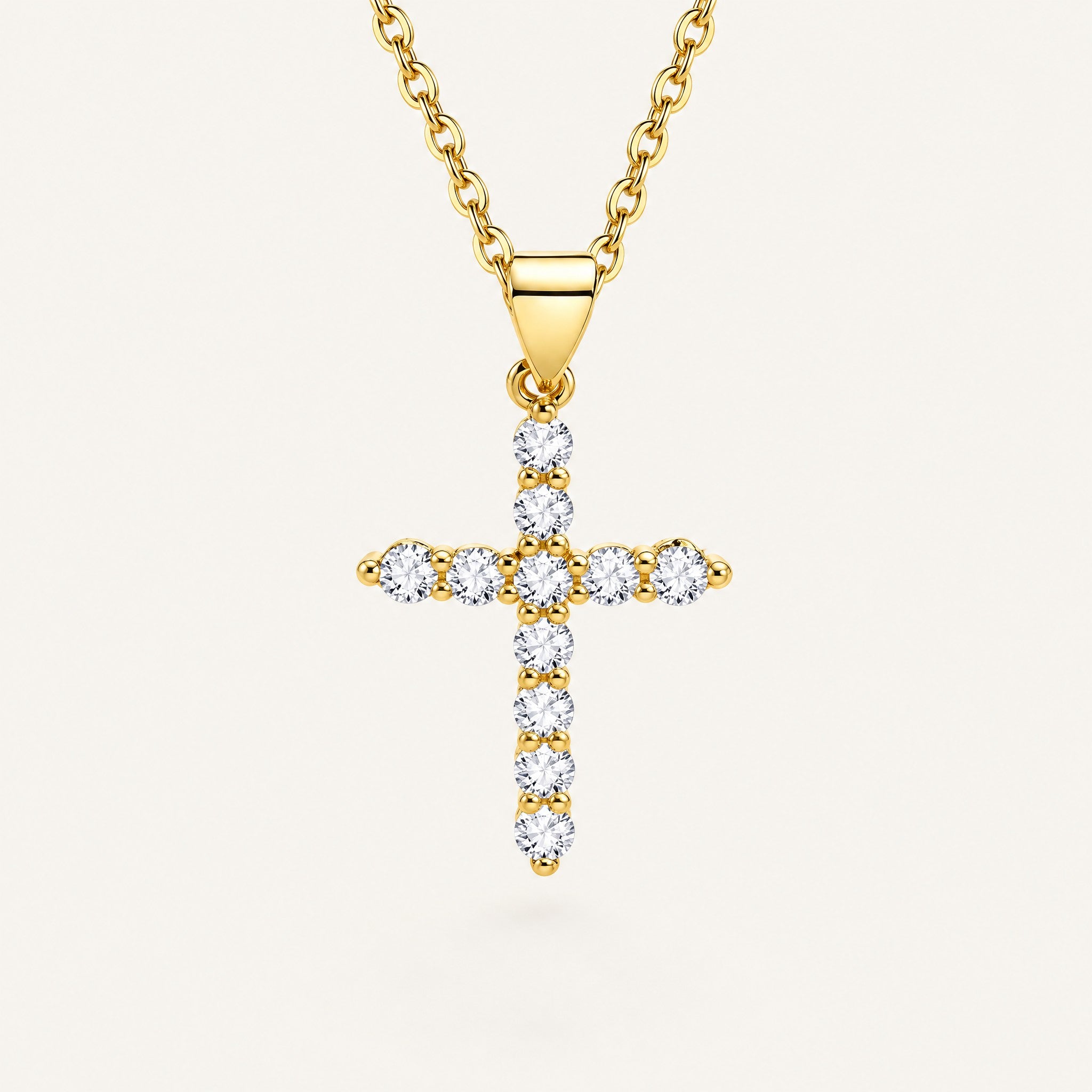 Collier Croix Femme Argent 925 Avec Pochette Cuir Blanc - Pendentif Croix Élégant 40+3cm, Cadeau Anniversaire, Noël Ou Saint-Valentin