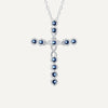 Collier Croix Cristaux de Zirconium Bleu