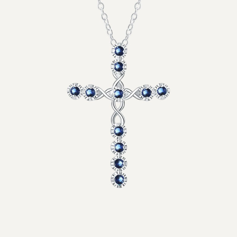 Blue Zirconium Crystal Cross Necklace