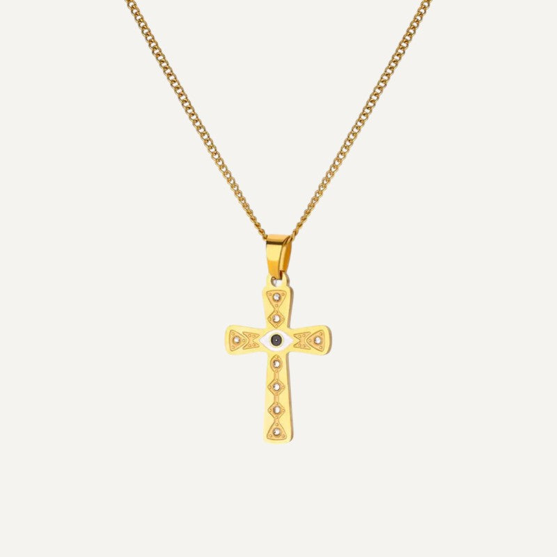 Halskette mit glänzendem goldenen Kreuz