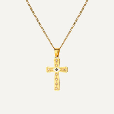 Halskette mit glänzendem goldenen Kreuz