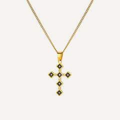 Ebony golden cross necklace