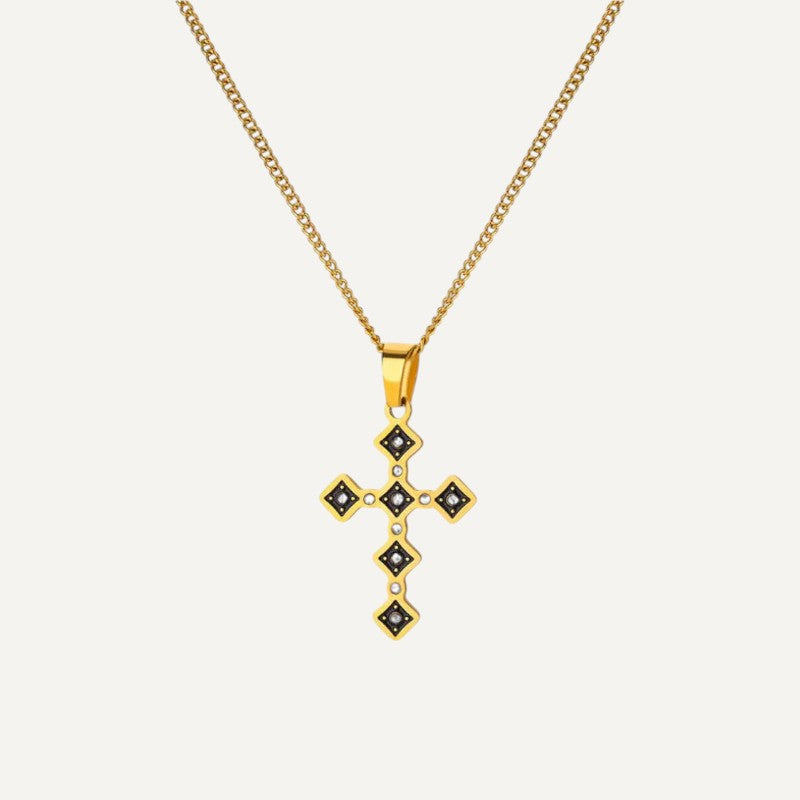 Kreuzanhänger aus goldfarbenem Ebenholz