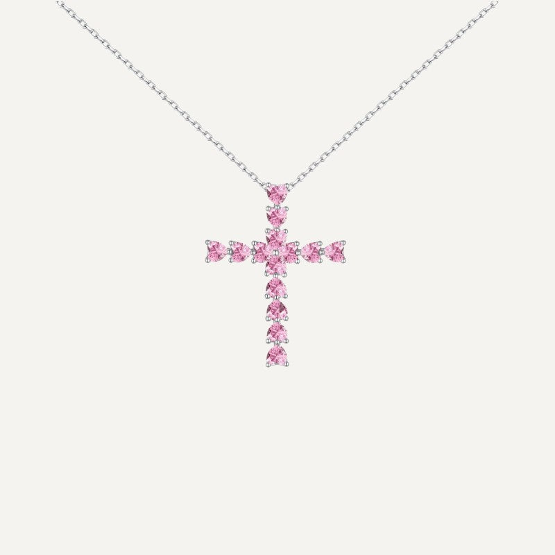 Collier Croix Eclat Rose