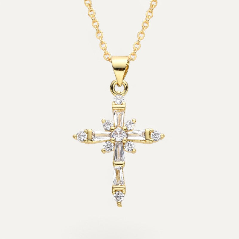 Golden elegance cross necklace