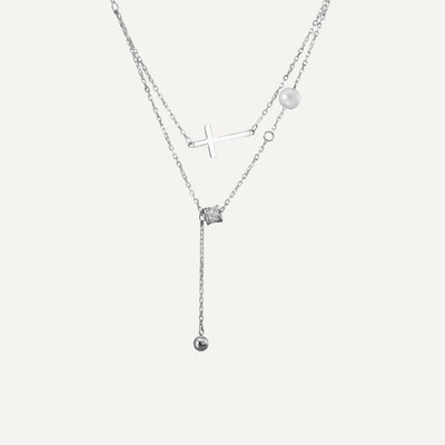 Silver woman cross necklace